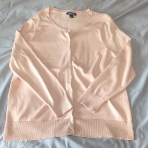 Lands' End Women's Peachy Pink Button-Front Cardigan Womens 1x ( 16w-18w)